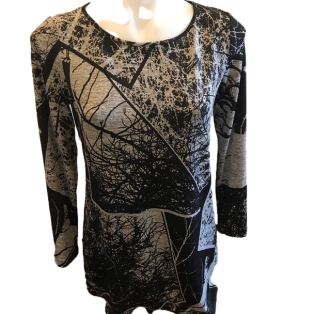 CYC graphic Long Sleeve Crewneck Black Gray Tunic Top size Small
